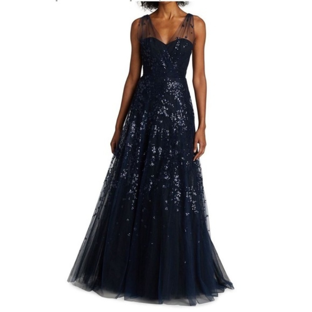 Amsale Sequined Tulle Gown Size 10